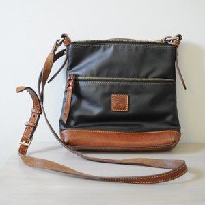 DOONEY & BOURKE VINTAGE LEATHER TRIM BLACK CROSSBODY
